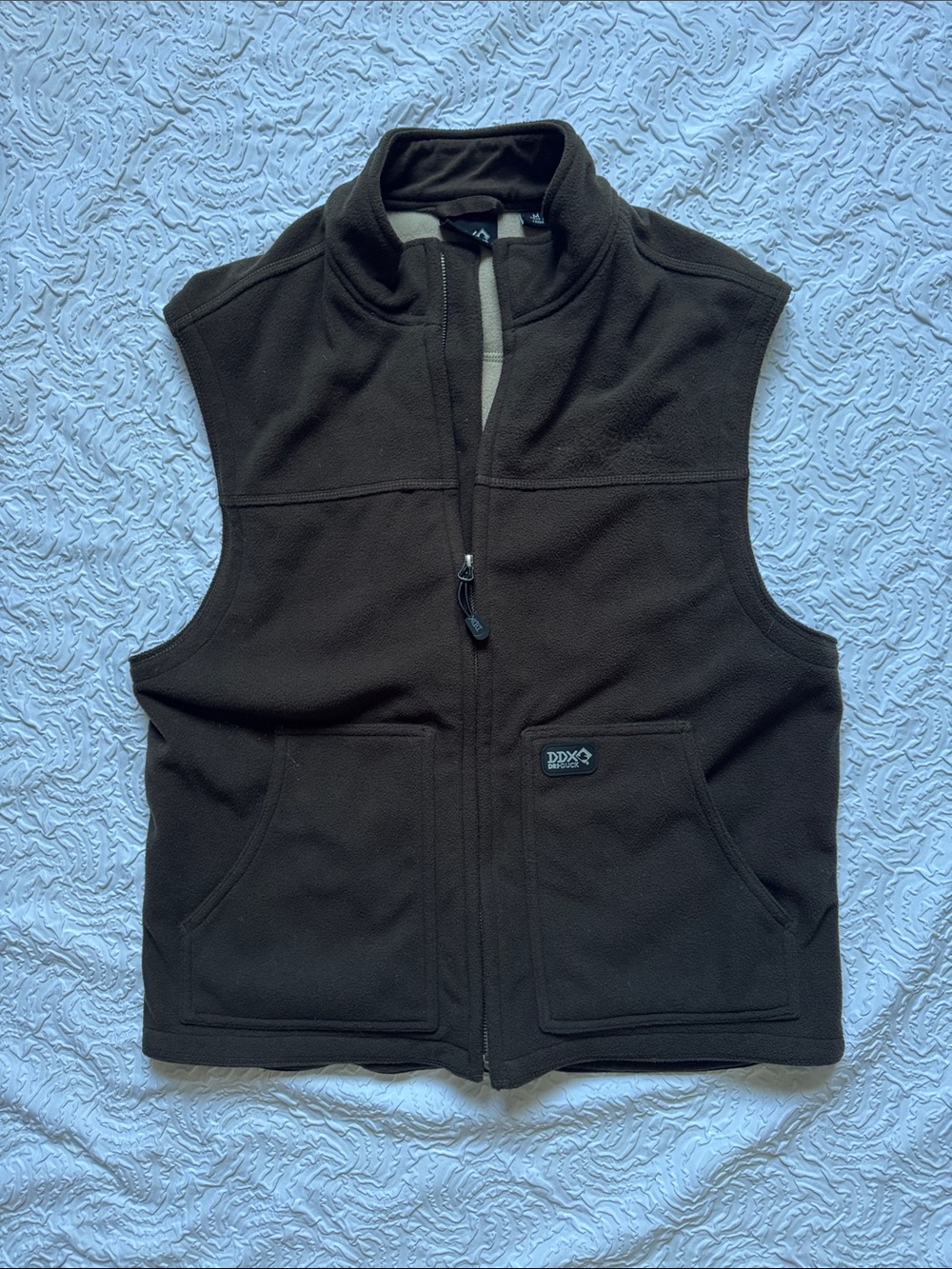 Brown Men's Fleece Vest - Sleeveless Zip Front